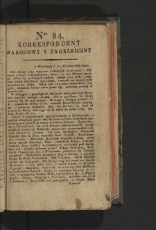 Korrespondent Narodowy y Zagraniczny. 1794, nr 84