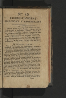 Korrespondent Narodowy y Zagraniczny. 1794, nr 86