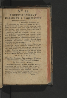 Korrespondent Narodowy y Zagraniczny. 1794, nr 88