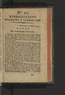 Korrespondent Narodowy y Zagraniczny. 1794, nr 90