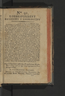 Korrespondent Narodowy y Zagraniczny. 1794, nr 91
