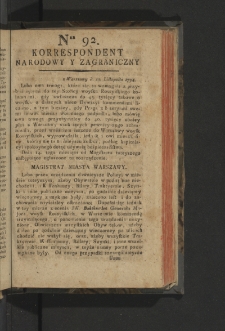 Korrespondent Narodowy y Zagraniczny. 1794, nr 92
