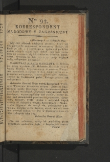 Korrespondent Narodowy y Zagraniczny. 1794, nr 93