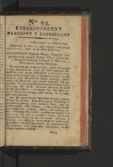 Korrespondent Narodowy y Zagraniczny. 1794, nr 94