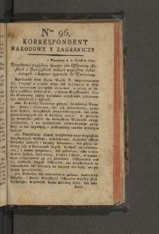 Korrespondent Narodowy y Zagraniczny. 1794, nr 96