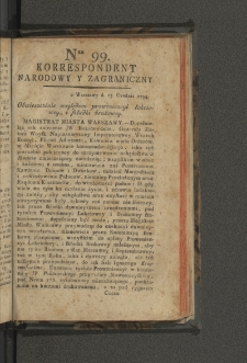 Korrespondent Narodowy y Zagraniczny. 1794, nr 99