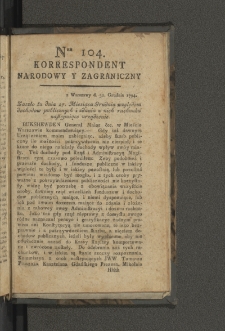 Korrespondent Narodowy y Zagraniczny. 1794, nr 104