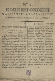 Korrespondent Warszawski y Zagraniczny. 1797, nr 1