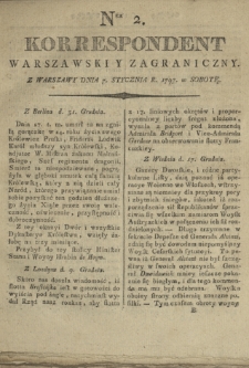 Korrespondent Warszawski y Zagraniczny. 1797, nr 2