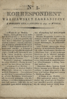 Korrespondent Warszawski y Zagraniczny. 1797, nr 3