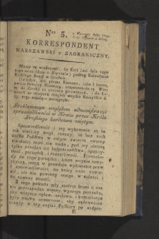 Korrespondent Warszawski y Zagraniczny. 1795, nr 5