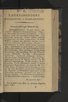 Korrespondent Warszawski y Zagraniczny. 1795, nr 6
