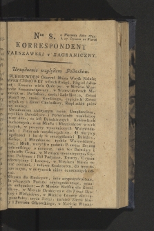 Korrespondent Warszawski y Zagraniczny. 1795, nr 8