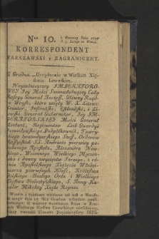 Korrespondent Warszawski y Zagraniczny. 1795, nr 10