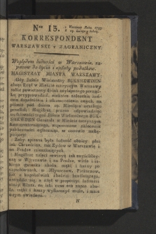 Korrespondent Warszawski y Zagraniczny. 1795, nr 13