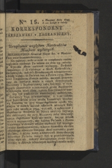 Korrespondent Warszawski y Zagraniczny. 1795, nr 15