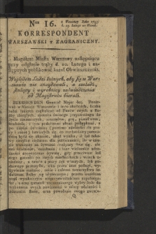 Korrespondent Warszawski y Zagraniczny. 1795, nr 16