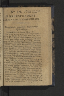 Korrespondent Warszawski y Zagraniczny. 1795, nr 19