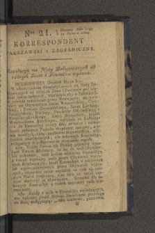 Korrespondent Warszawski y Zagraniczny. 1795, nr 21