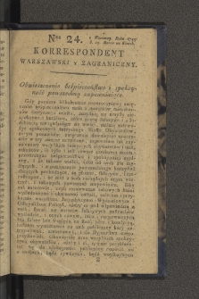 Korrespondent Warszawski y Zagraniczny. 1795, nr 24
