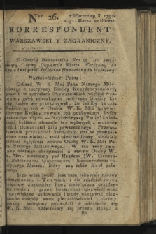 Korrespondent Warszawski y Zagraniczny. 1795, nr 26