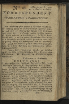 Korrespondent Warszawski y Zagraniczny. 1795, nr 28