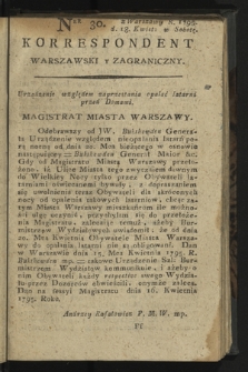 Korrespondent Warszawski y Zagraniczny. 1795, nr 30