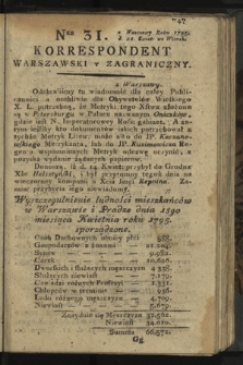 Korrespondent Warszawski y Zagraniczny. 1795, nr 31
