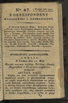 Korrespondent Warszawski y Zagraniczny. 1795, nr 47