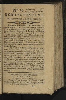 Korrespondent Warszawski y Zagraniczny. 1795, nr 65