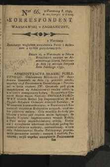 Korrespondent Warszawski y Zagraniczny. 1795, nr 66