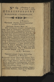 Korrespondent Warszawski y Zagraniczny. 1795, nr 68