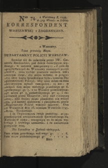 Korrespondent Warszawski y Zagraniczny. 1795, nr 74