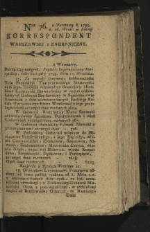 Korrespondent Warszawski y Zagraniczny. 1795, nr 76