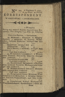 Korrespondent Warszawski y Zagraniczny. 1795, nr 77