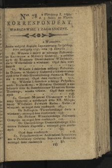 Korrespondent Warszawski y Zagraniczny. 1795, nr 78