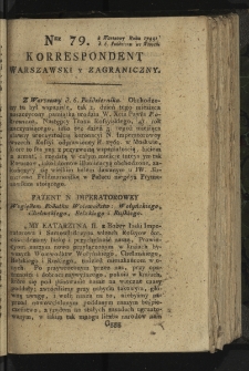 Korrespondent Warszawski y Zagraniczny. 1795, nr 79