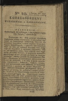 Korrespondent Warszawski y Zagraniczny. 1795, nr 80