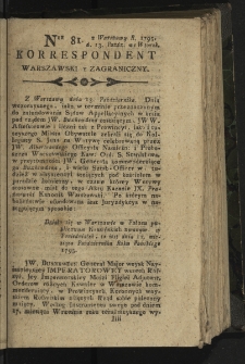 Korrespondent Warszawski y Zagraniczny. 1795, nr 81