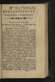 Korrespondent Warszawski y Zagraniczny. 1795, nr 89