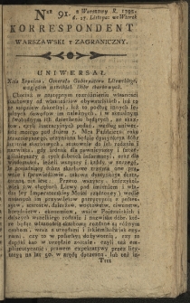 Korrespondent Warszawski y Zagraniczny. 1795, nr 91