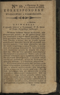 Korrespondent Warszawski y Zagraniczny. 1795, nr 95