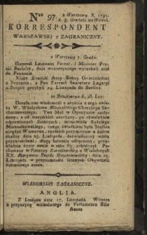 Korrespondent Warszawski y Zagraniczny. 1795, nr 97