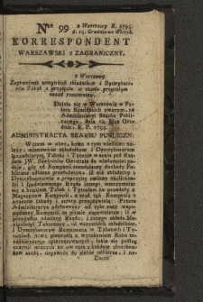 Korrespondent Warszawski y Zagraniczny. 1795, nr 99