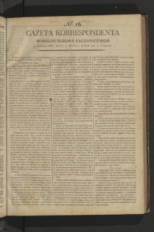 Gazeta Korrespondenta Warszawskiego i Zagranicznego. 1799, nr 18
