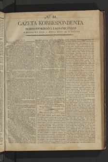 Gazeta Korrespondenta Warszawskiego i Zagranicznego. 1799, nr 21