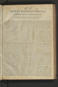 Gazeta Korrespondenta Warszawskiego i Zagranicznego. 1799, nr 44