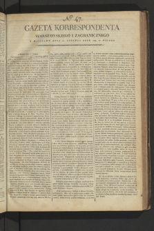 Gazeta Korrespondenta Warszawskiego i Zagranicznego. 1799, nr 47