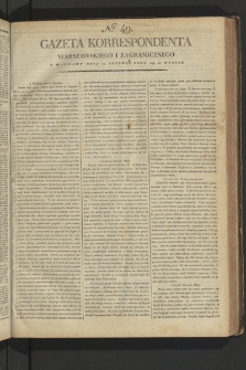 Gazeta Korrespondenta Warszawskiego i Zagranicznego. 1799, nr 49
