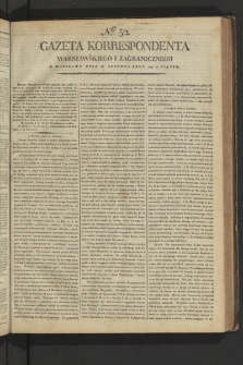 Gazeta Korrespondenta Warszawskiego i Zagranicznego. 1799, nr 52